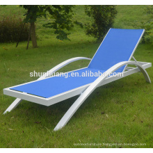 Outdoor beach furniture metal sun lounger blue fabric chaise lounge